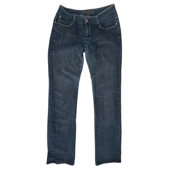 Give Me 5ive Mid Rise Denim Stretch Blue Jeans Bling Back Pocket Juniors Size 13 - Picture 2 of 14